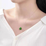 18K Jade Pendant Necklace with Au750 Chain for Women