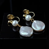 Natural Baroque Pearl Clip Earrings 14K Injection
