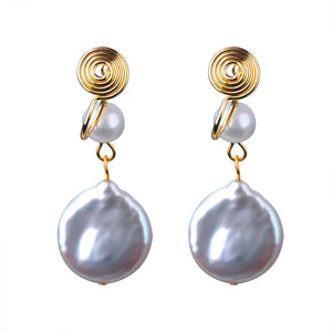 Natural Baroque Pearl Clip Earrings 14K Injection