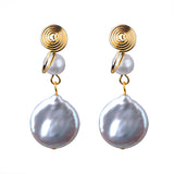 Natural Baroque Pearl Clip Earrings 14K Injection