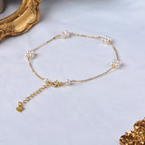Natural Freshwater Pearl Anklet Retro Style 14K for Women