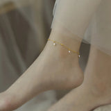 Vintage Style Freshwater Pearl Anklet 14K Adjustable Chain