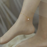 Natural Freshwater Pearl Anklet 14K Injection Adjustable Chain Fine Jewelry