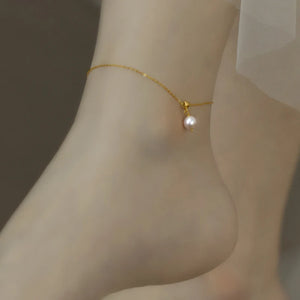 Natural Freshwater Pearl Anklet 14K Injection Adjustable Chain Fine Jewelry