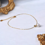 Natural Freshwater Pearl Anklet 14K Injection Adjustable Chain Fine Jewelry