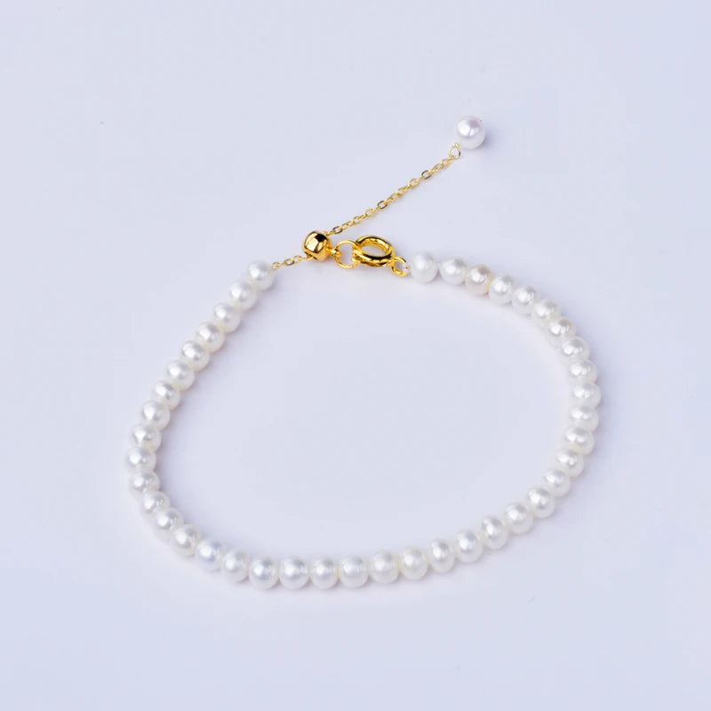Natural Freshwater Pearl Bracelet 4-5mm Fine Jewelry Gift For Women