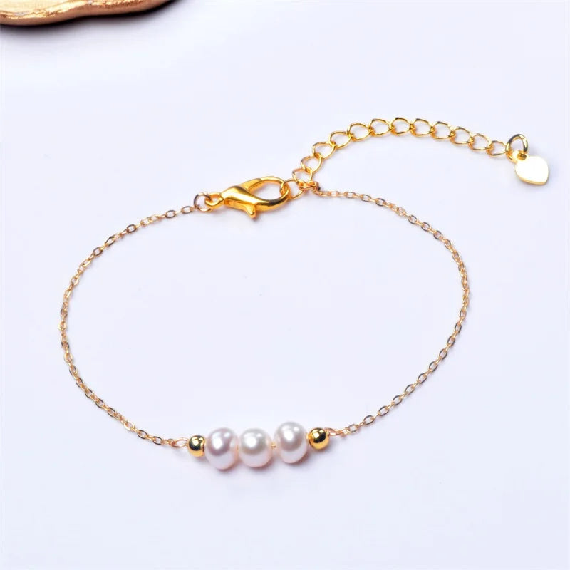 Natural Freshwater Pearl Bracelet 5-6mm Fine Jewelry Gift For Women