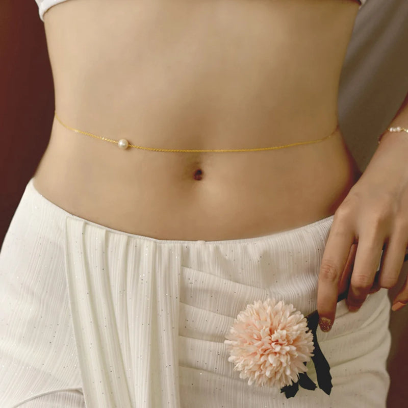 Natural Freshwater Pearl Retro Waist Chain for Women
