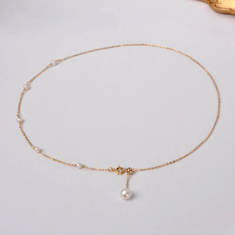 Freshwater Pearl Necklace Choker Fine Jewelry Party Gift For Women