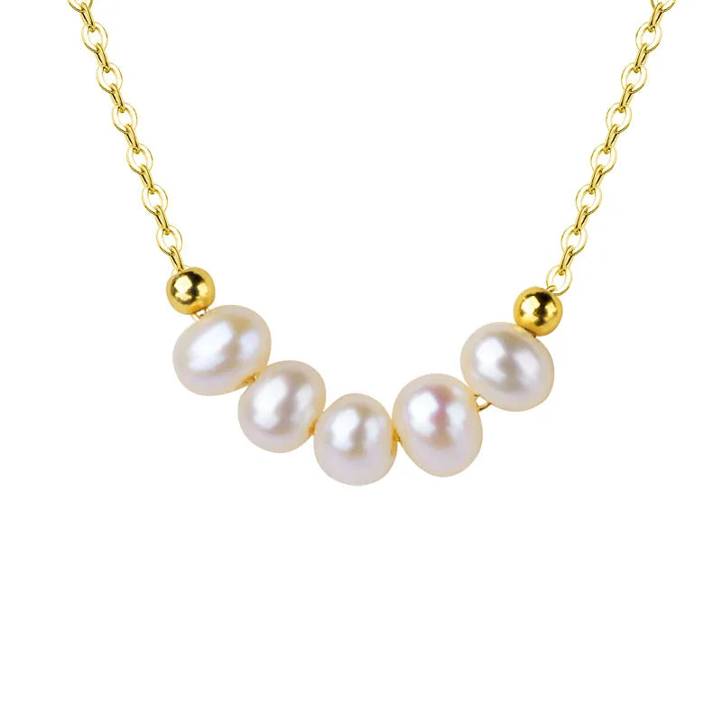 Freshwater Pearl Necklace Retro 14K Plated Choker Party Gift