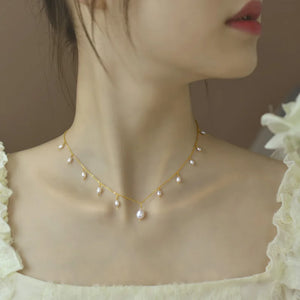 Natural Freshwater Pearl Necklace Fine Jewelry Choker 14K Filled