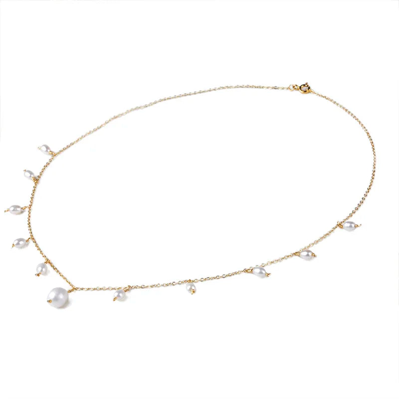 Natural Freshwater Pearl Necklace Fine Jewelry Choker 14K Filled