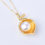 Natural Freshwater Pearl Pendant Necklace Fine Jewelry 9-10mm Party