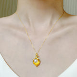 Natural Freshwater Pearl Pendant Necklace Fine Jewelry 9-10mm Leaf D639