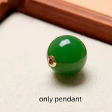 18K Jade Pendant Necklace Pure Gold Chain Women X547