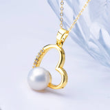 Heart Freshwater Pearl Pendant Necklace 8-9mm Fine Jewelry for Women