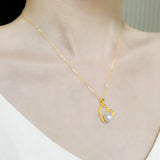 Heart Freshwater Pearl Pendant Necklace 8-9mm Fine Jewelry for Women