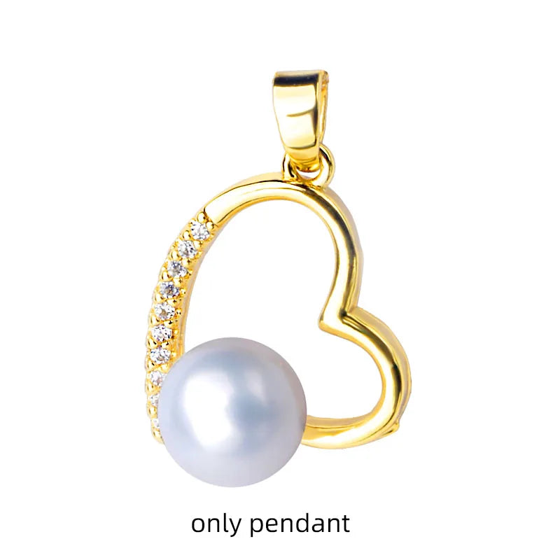 Heart Freshwater Pearl Pendant Necklace 8-9mm Fine Jewelry for Women