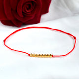 18K AU750 Ball Anklet Red Rope Adjustable Women's Fine Jewelry Gift