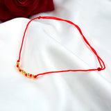 18K AU750 Ball Anklet Red Rope Adjustable Women's Fine Jewelry Gift
