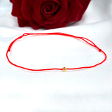 18K AU750 Ball Anklet Red Rope Adjustable Women's Fine Jewelry Gift