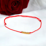 18K AU750 Ball Anklet Red Rope Adjustable Women's Fine Jewelry Gift