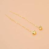 Real 18K Drop Earrings Au750 Fine Jewelry Grain Ear Wire Wedding Party Gift