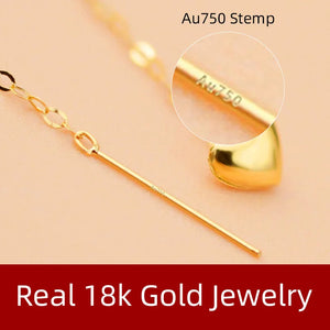 Real 18K Drop Earrings Au750 Fine Jewelry Grain Ear Wire Wedding Party Gift