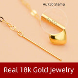 Real 18K Drop Earrings Au750 Fine Jewelry Grain Ear Wire Wedding Party Gift