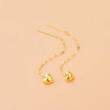 Real 18K Drop Earrings Au750 Fine Jewelry Grain Ear Wire Wedding Party Gift