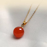 18K Red Agate Pendant Necklace Au750 Chain Vintage Anniversary Gift
