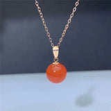 18K Red Agate Pendant Necklace Au750 Chain Vintage Anniversary Gift