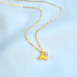 24K Gold Necklace with Pearl Pendant & 18K Chain