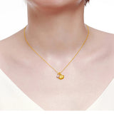 24K Ginkgo Biloba Pendant Necklace with 18K Chain for Women