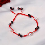 Freshwater Pearl Anklet Garnet Hand Woven Red String Women Fine Jewelry