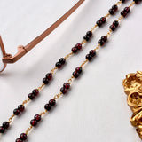 Red Garnet Glasses Chain 14K Injection Chain for Women Fine Jewelry