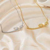 925 Silver Diamondset Bowknot Pearl Necklace Wedding Charm Jewelry