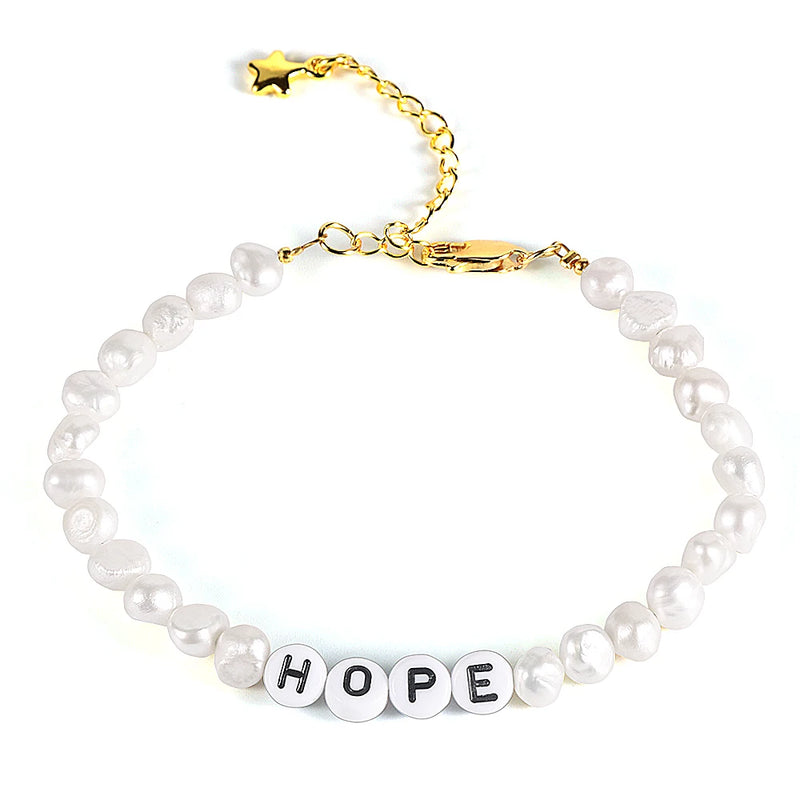 Baroque Pearl Bracelet Hope Alphabet Wristband Jewelry