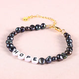 Baroque Pearl Bracelet Hope Alphabet Wristband Jewelry