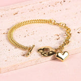 Double Layer Baroque Freshwater Pearl Charm 18k Plated Chain Bracelet for Women