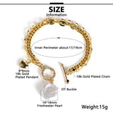 Double Layer Baroque Freshwater Pearl Charm 18k Plated Chain Bracelet for Women