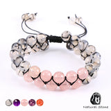 Pink Quartz Purple Crystal Bracelet for Women