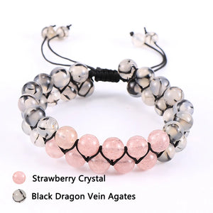 Pink Quartz Purple Crystal Bracelet for Women