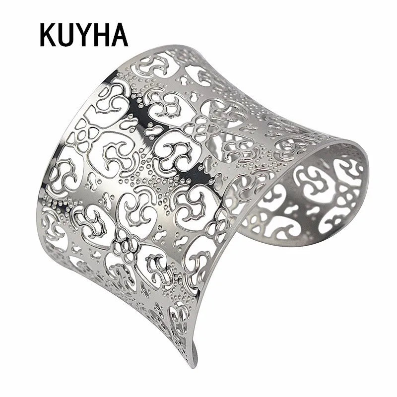 Hollow Stainless Steel Cuff Bangles Bracelet for Women/Men