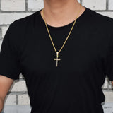 Nail Cross Pendant Iced Rock Street Necklace Chain Hip Hop Jewelry