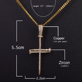 Nail Cross Pendant Iced Rock Street Necklace Chain Hip Hop Jewelry
