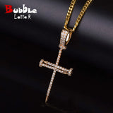 Nail Cross Pendant Iced Rock Street Necklace Chain Hip Hop Jewelry