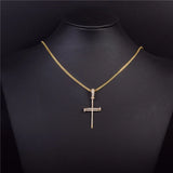 Nail Cross Pendant Iced Rock Street Necklace Chain Hip Hop Jewelry