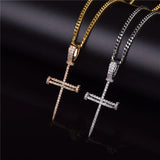 Nail Cross Pendant Iced Rock Street Necklace Chain Hip Hop Jewelry