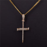 Nail Cross Pendant Iced Rock Street Necklace Chain Hip Hop Jewelry